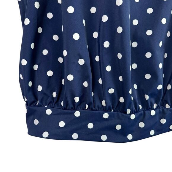 Lands’ End Blouson Navy & White Dot Tankini Top size 2X - Picture 3 of 7